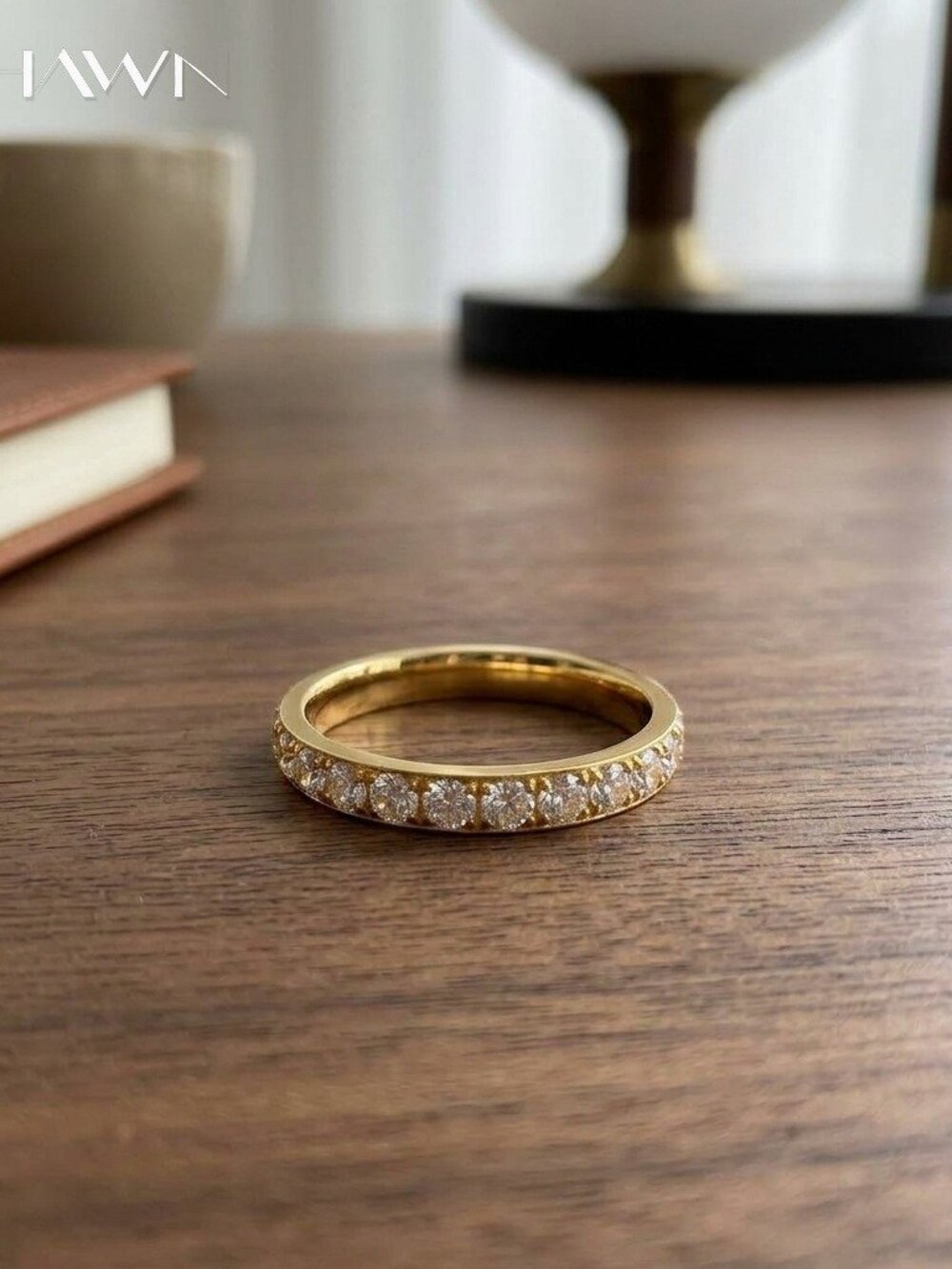 Mens Moissanite Wedding Band - 18K Gold Plated Wedding Rings Men, Half Eternity